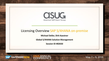 Licensing Overview SAP S/4HANA On-premise