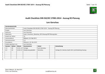 Audit Checkliste DIN ISO/IEC 27001:2014 - Auszug RZ-Planung