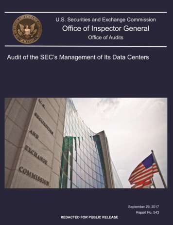 Audit Of The SEC’s Management Of Its Data Centers
