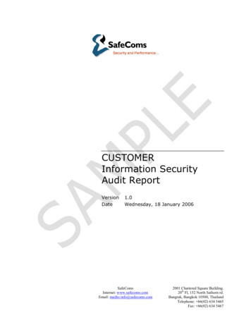 CUSTOMER Information Security Audit Report