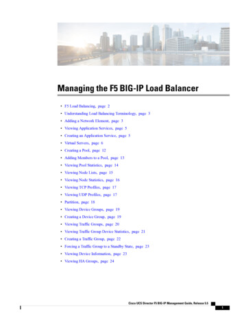 Managing The F5 BIG-IP Load Balancer - Cisco