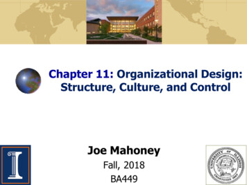 Chapter 11: Organizational Design: Structure, Culture, And .