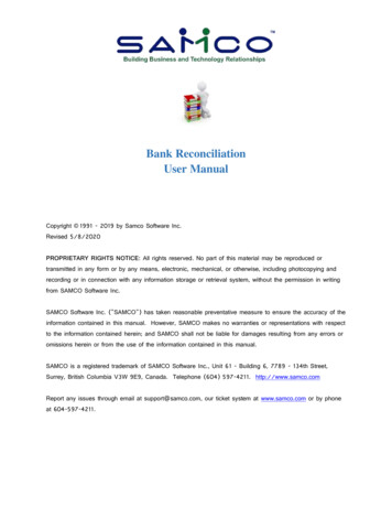 Bank Reconciliation User Manual - Samco