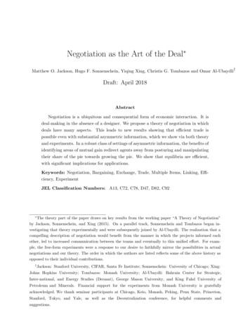 Negotiation As The Art Of The Deal - University Of Chicago