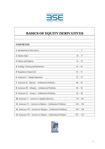 BASICS OF EQUITY DERIVATIVES - Bse India