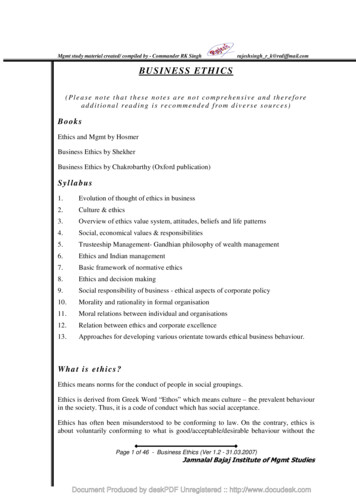 Lecture Notes- Business Ethics - WordPress 