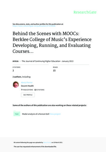 Behind The Scenes With MOOCs: Berklee College Of Music’s .
