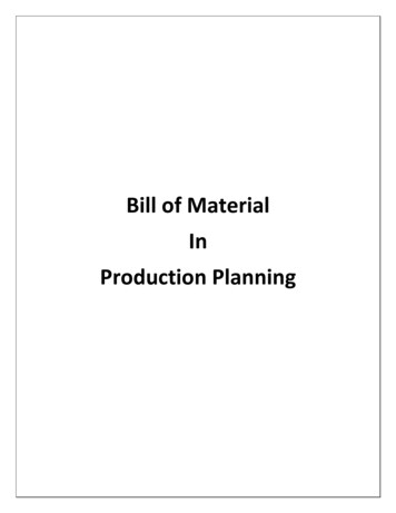 Bill Of Material In Production Planning