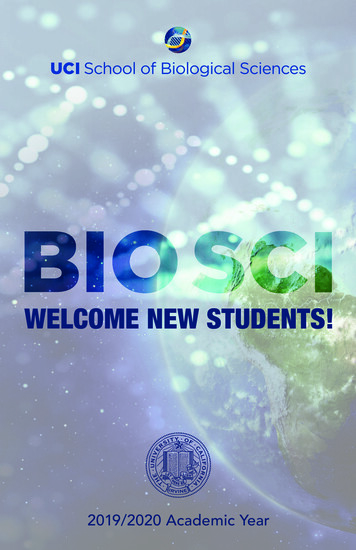 WELCOME NEW STUDENTS! - UCI BioSci