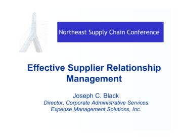 Effective Supplier Relationship Management