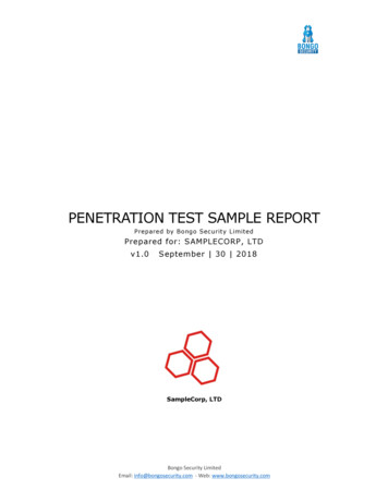 PENETRATION TEST SAMPLE REPORT - Bongo Security