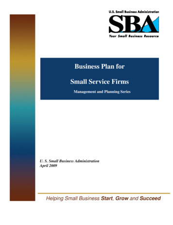 Business Plan For Small Service Firms - SBA