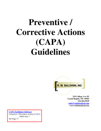 Preventive / Corrective Actions (CAPA) Guidelines