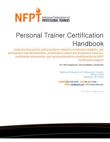 Personal Trainer Certification Handbook - NFPT