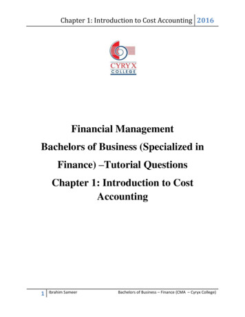 Chapter 1: Introduction To Cost Accounting