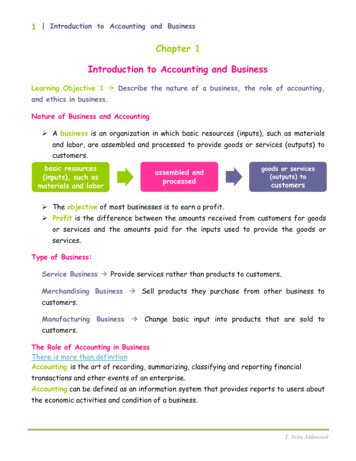 Chapter 1 Introduction To Accounting And Business