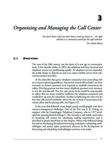 Organizing And Managing The Call Center