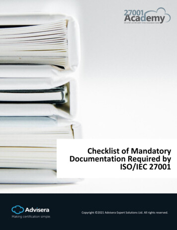 Checklist Of Mandatory Documentation Required By ISO/IEC .