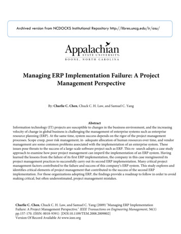 Managing ERP Implementation Failure: A Project Management .