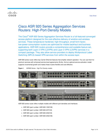 Cisco ASR 920 Series Aggregation Services Routers: High .