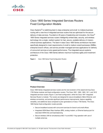 Cisco 1800 Series Integrated Services Routers Fixed .