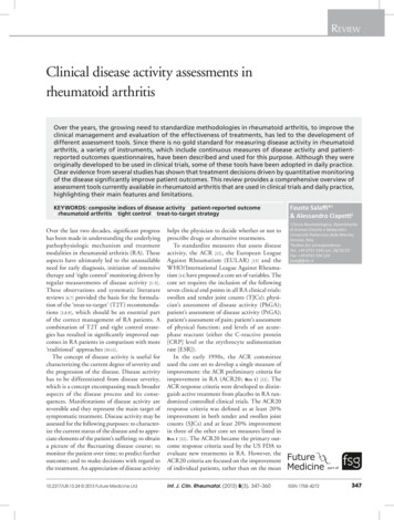 Clinical Disease Activity Assessments In Rheumatoid Arthritis