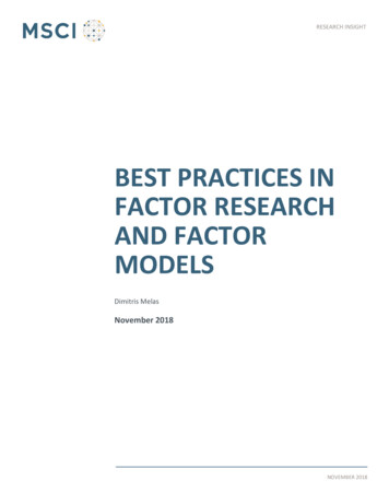 Best Practices In Factor Research And Factor Models