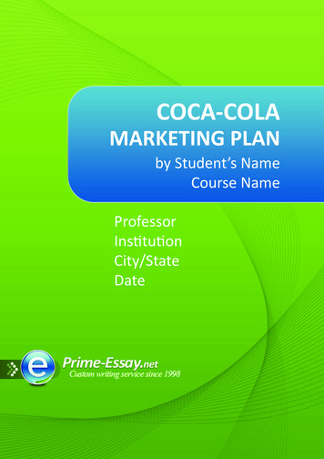 05-Coca Cola Marketing Plan - Prime Essay