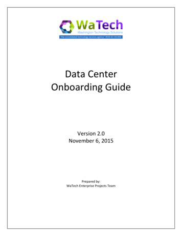 Data Center Onboarding Guide - Watech.wa.gov