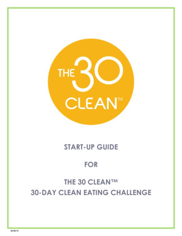 START UP GUIDE FOR THE 30 CLEAN DAY CLEAN EATING 