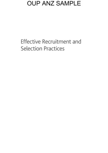 Effective Recruitment And Selection Practices