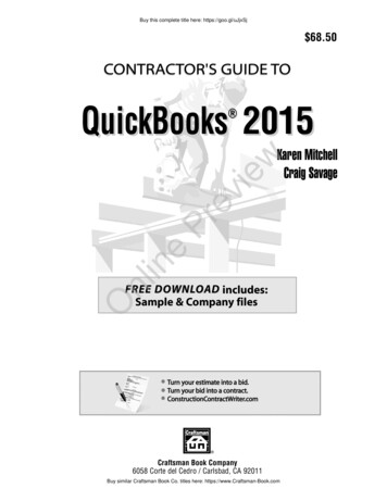 Contractor's Guide To Quickbooks 2015 - Craftsman Book