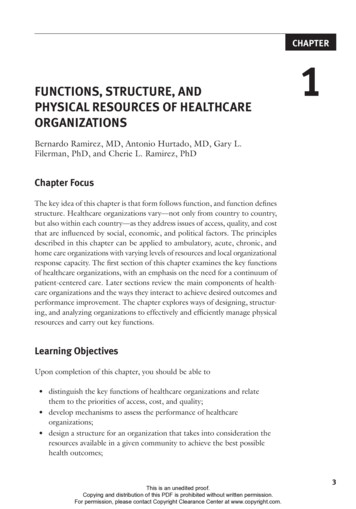 FUNCTIONS, STRUCTURE, AND PHYSICAL RESOURCES OF HEALTHCARE 