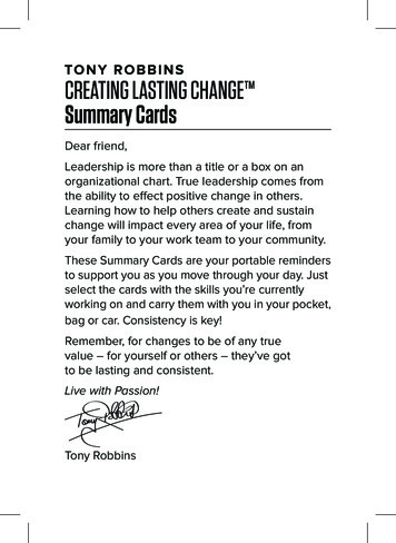 Creating Lasting Change Summary Cards - Tony Robbins