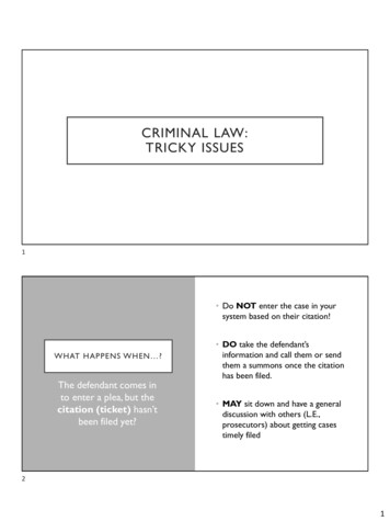 CRIMINAL LAW: TRICKY ISSUES