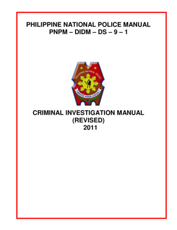PHILIPPINE NATIONAL POLICE MANUAL PNPM DIDM DS 9 1