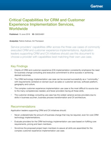 Critical Capabilities For CRM And Customer Experience .