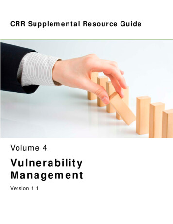 CRR Supplemental Resource Guide, Volume 4: Vulnerability .