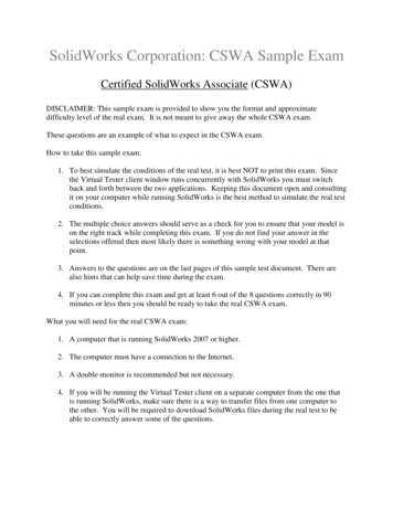 SolidWorks Corporation: CSWA Sample Exam