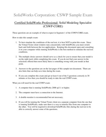 SolidWorks Corporation: CSWP Sample Exam