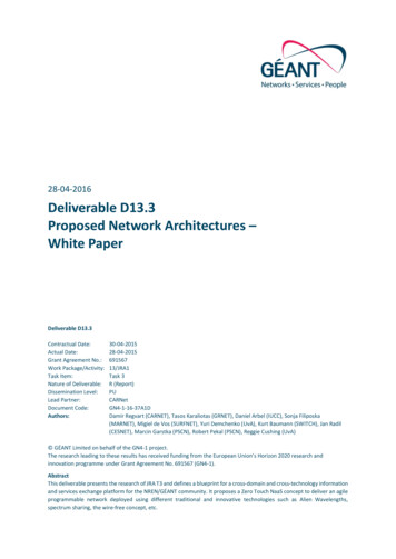 Proposed Network Architectures – White Paper