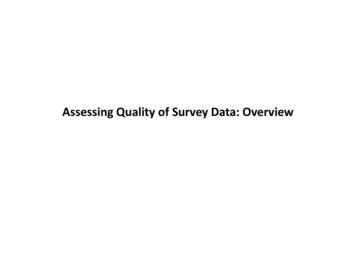 Assessing Quality Of Survey Data: Overview