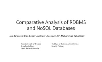Comparative Analysis Of RDBMS And NoSQL Databases