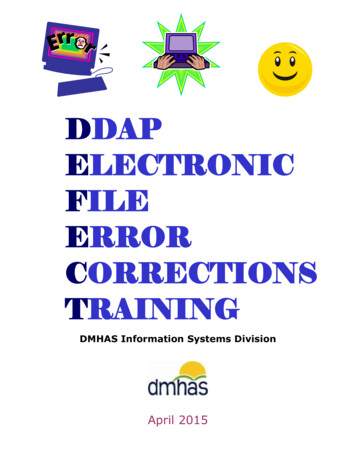 DDAP ELECTRONIC FILE ERROR CORRECTIONS TRAINING