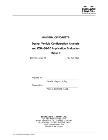 Design Vehicle Configuration Analysis And CSA-S6-00 .