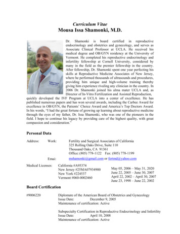 Curriculum Vitae Mousa Issa Shamonki, M.D.