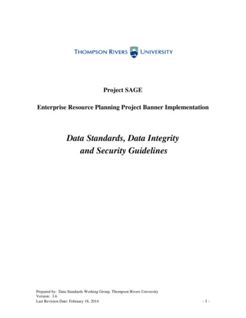 Data Standards, Data Integrity And Security Guidelines