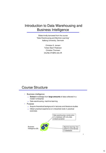 Introduction To Data Warehousing And Business Intelligence