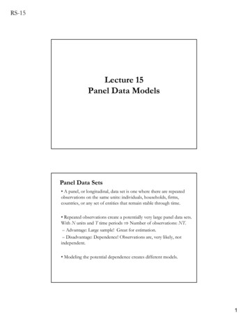 Lecture 15 Panel Data Models - University Of Houston