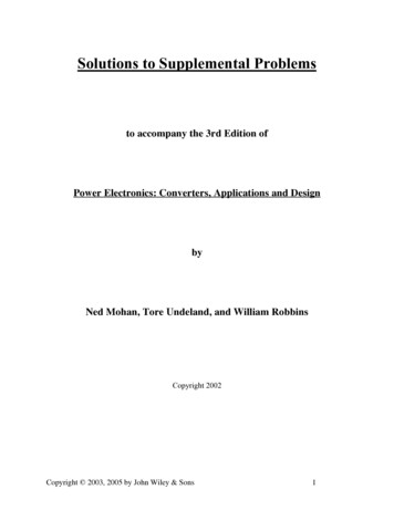 Solutions To Supplemental Problems